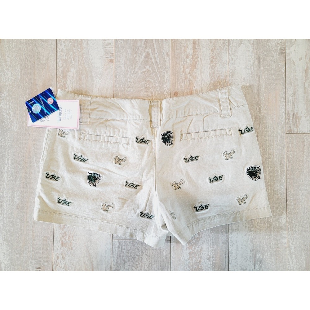 USF 7 S. Florida Bulls Shorts Embroidered E5 College‎ Classics Womens Sz 7 NWT - Picture 2 of 6